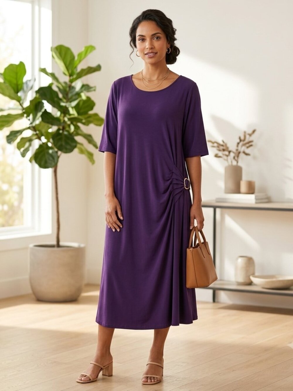 Chic Purple Midi Dress